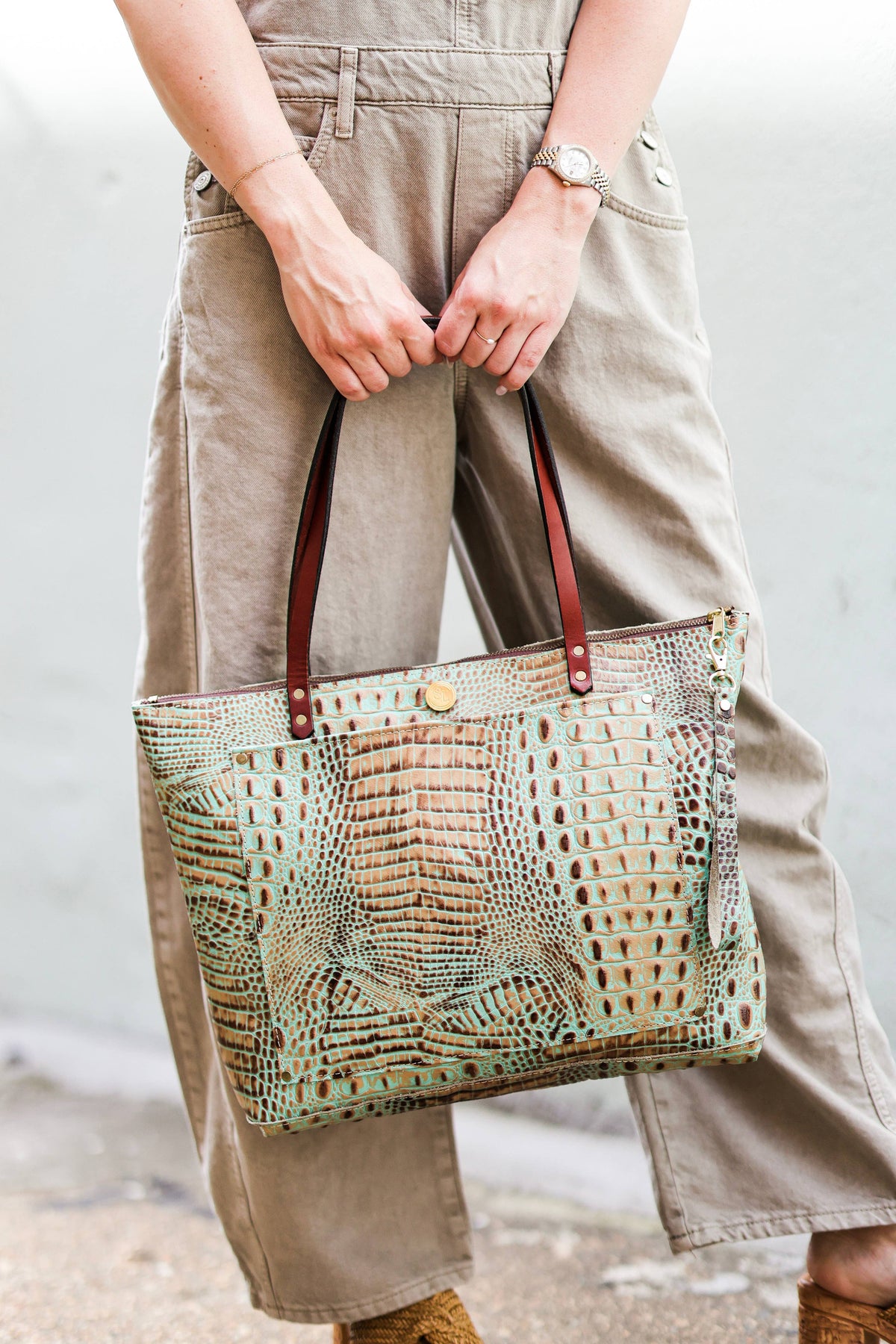 SouthLife's The Zippered Square Tote: Caramel