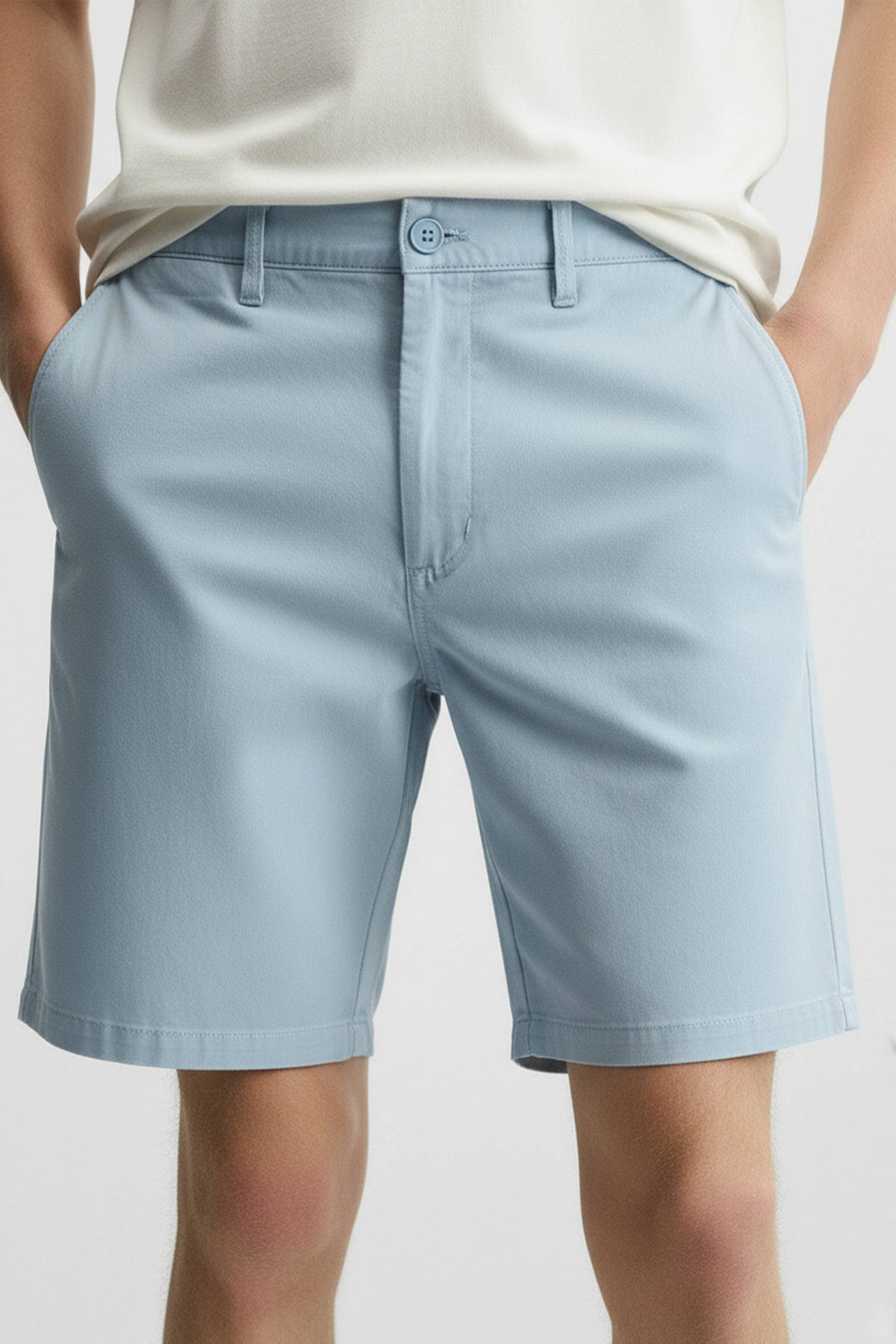 Hawk's Bay Men's Twill Summer Stretch 4 Pocket Chino Shorts - Light Blue