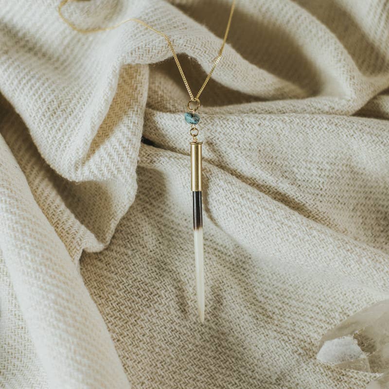 Yellowstone Beth Dutton Quill Necklace // Turquoise // 32": Predominantly White