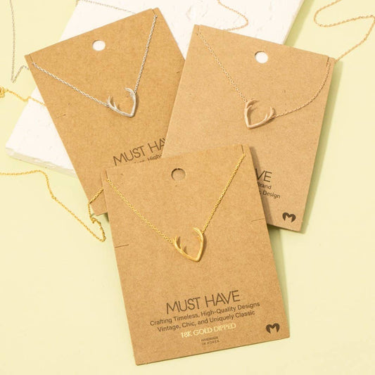 Gold Dipped Antler Pendant Necklace: G