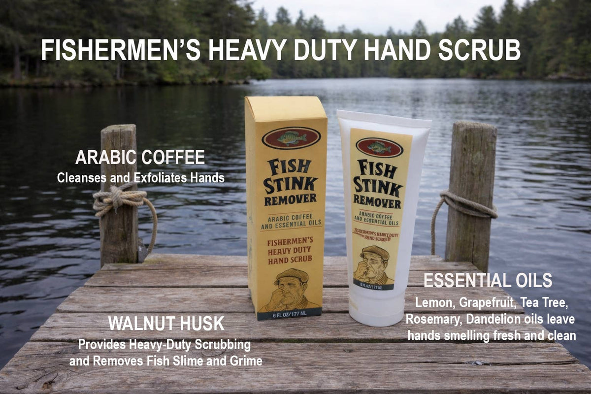 Fish Stink Remover Scrub – Heavy Grit Citrus Hand Scrub with Arabic Coffee & Walnut Husk – Removes Odor & Grime – Fishing Gift for Men, Dad, Husband