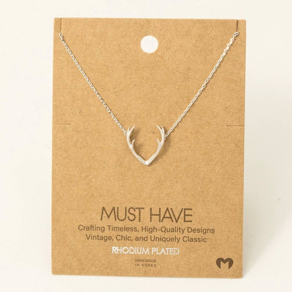Gold Dipped Antler Pendant Necklace: G