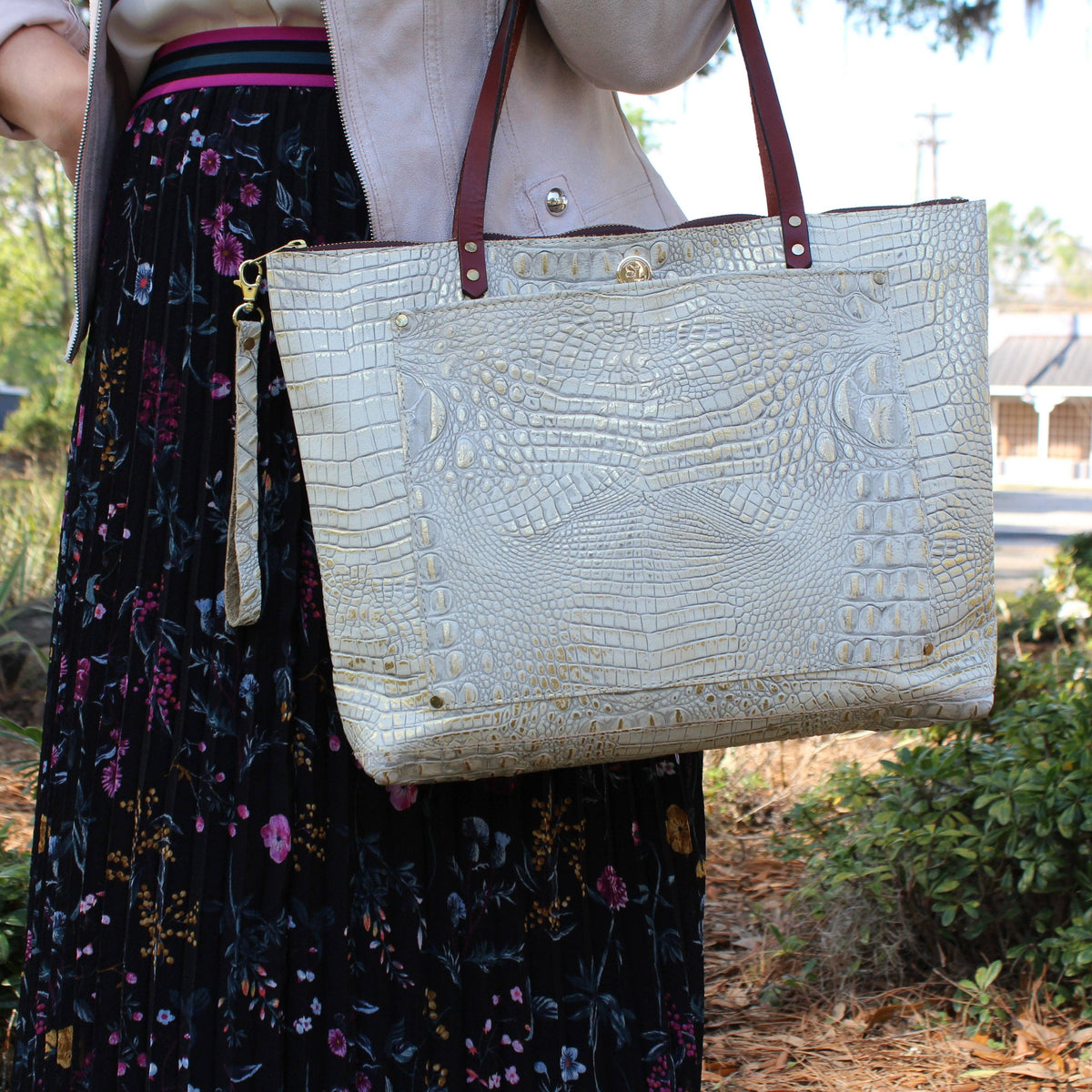 SouthLife's The Zippered Square Tote: Caramel