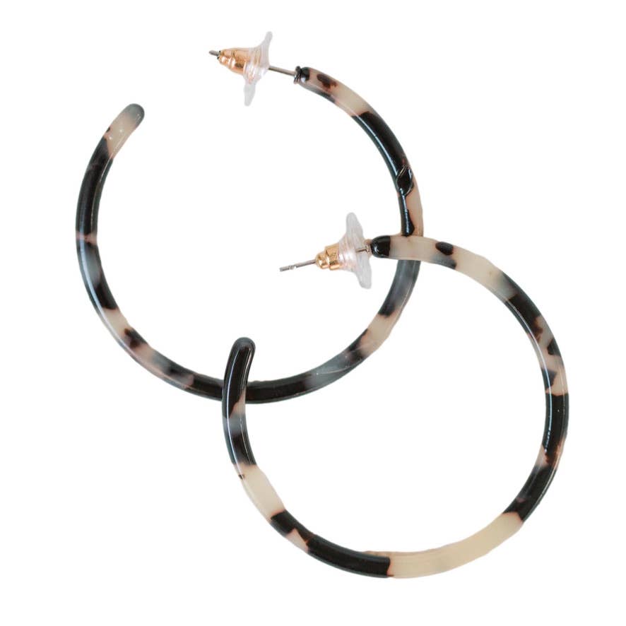 St Armands Designs of Sarasota - 1.25" Skinny Blonde Tortoise Hoop Earrings