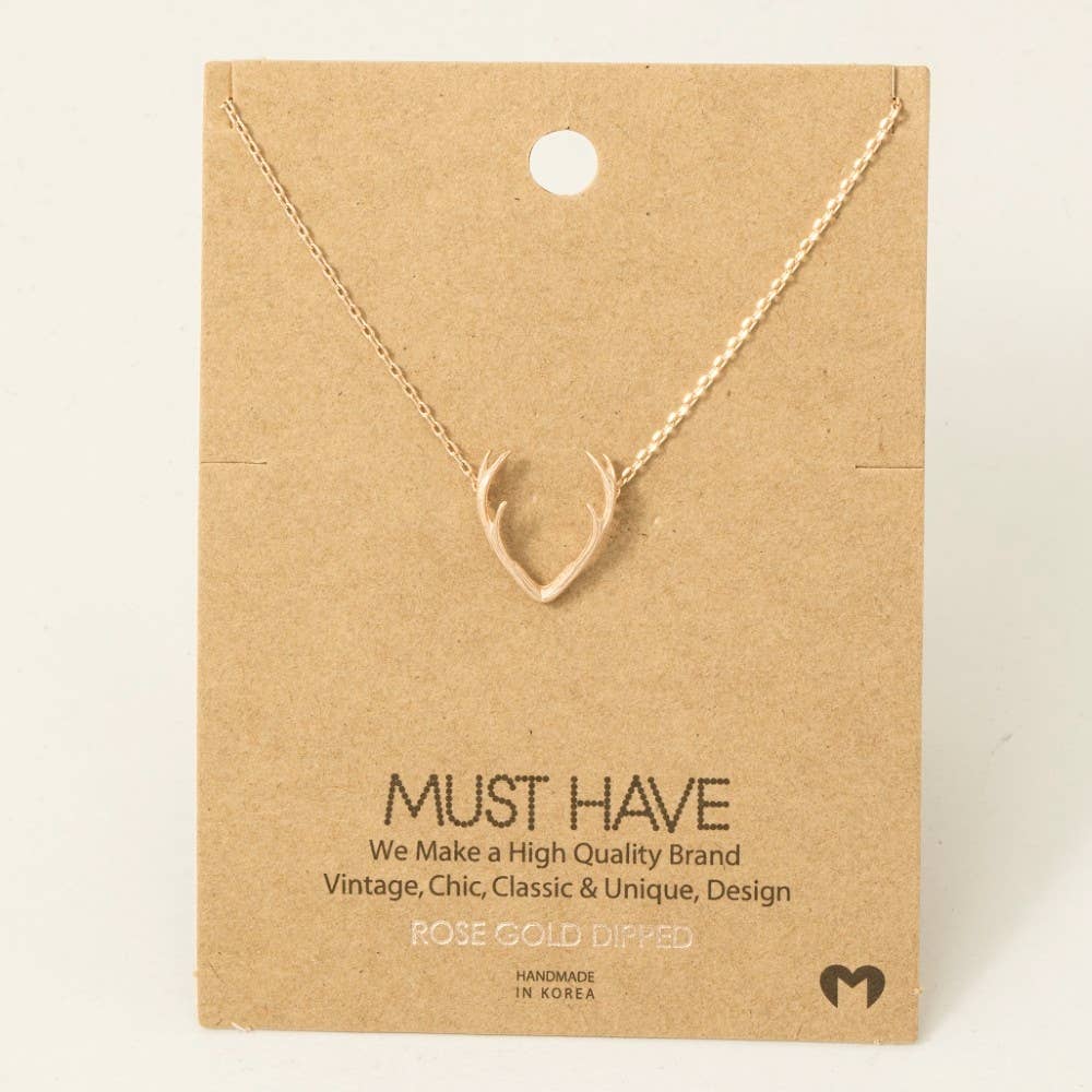 Gold Dipped Antler Pendant Necklace: G
