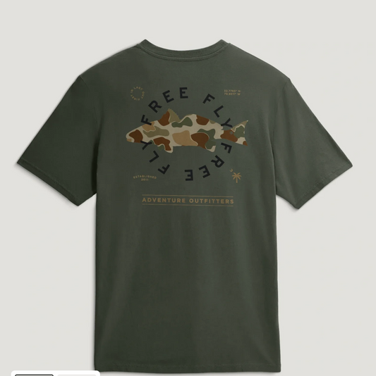 FreeFly Target Species Pocket Tee - Green/Camo