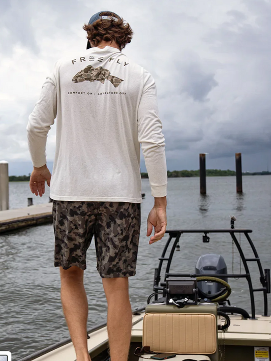 FreeFly Redfish Camo Long Sleeve - Off White