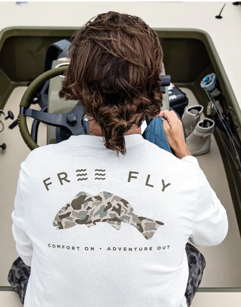 FreeFly Redfish Camo Long Sleeve - Off White