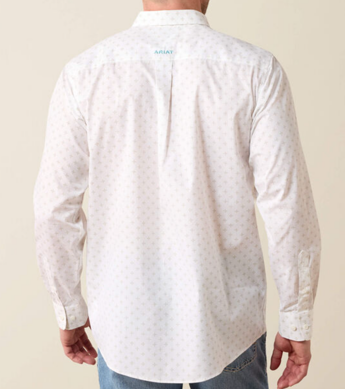Ariat Wrinkle Free Barlow Classic Fit Shirt - White with Geometric Print