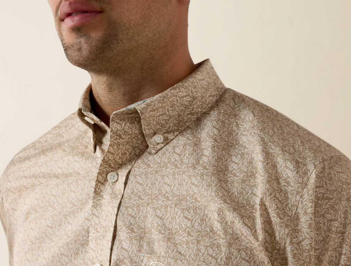 Ariat Wrinkle Free Bartlet Classic Fit Shirt - Savannah Tan Scroll Print