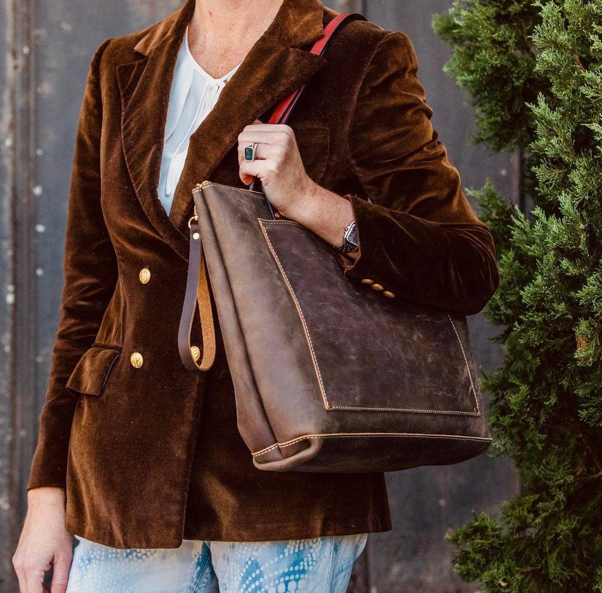 SouthLife's The Zippered Square Tote: Caramel