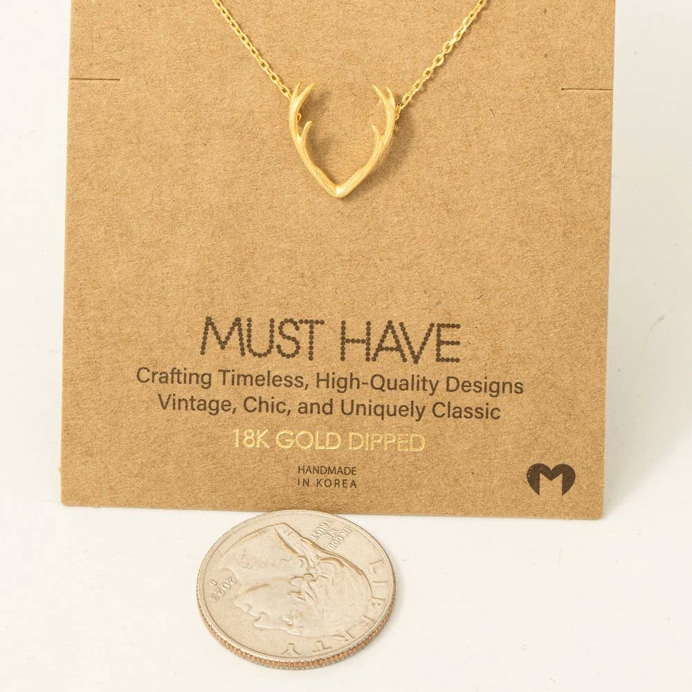 Gold Dipped Antler Pendant Necklace: S