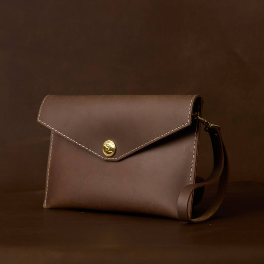 The Paxton Large Envelope Clutch: Aged Bourbon