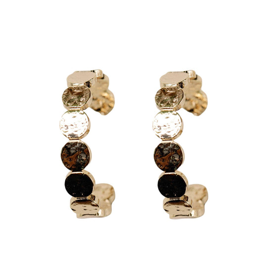 St Armands Designs of Sarasota - 1 Inch Hammered Gold Scalloped Hoop Earrings
