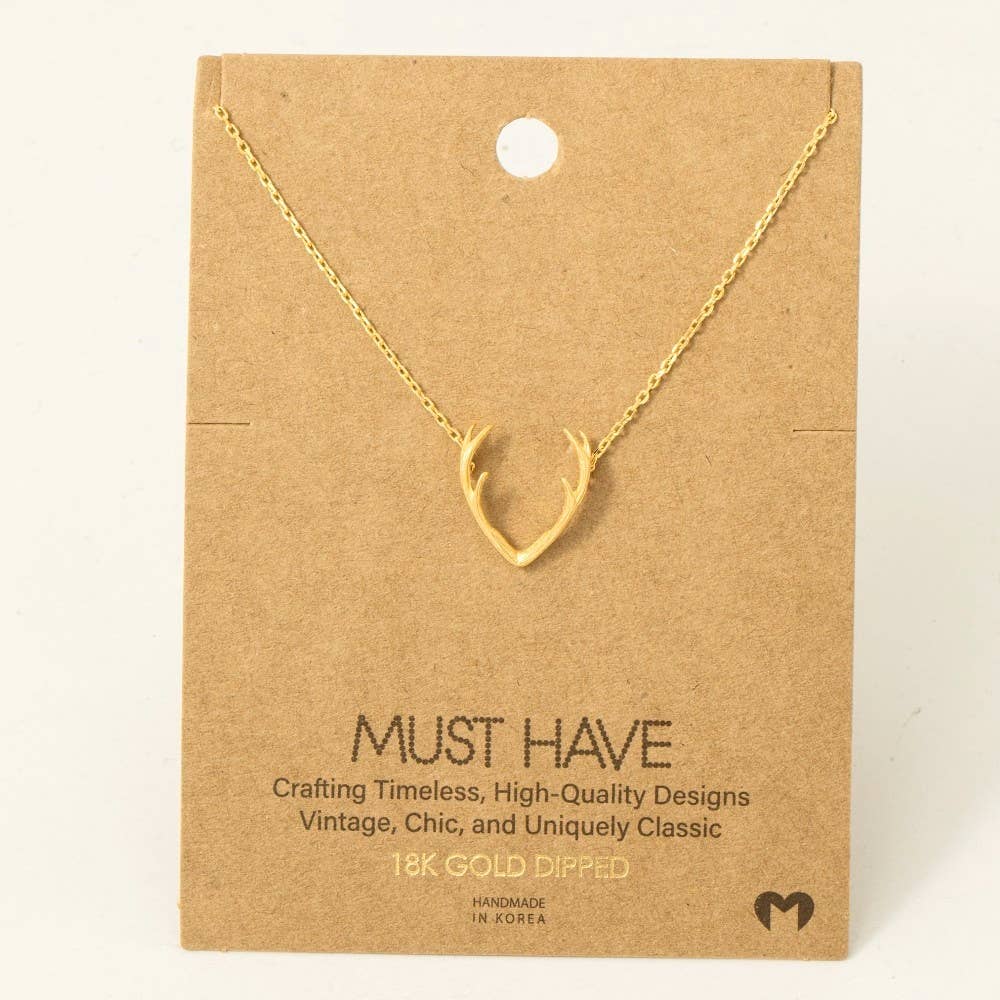 Gold Dipped Antler Pendant Necklace: S